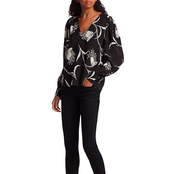 joie - long sleeve v neck blouse - Picture 8 of 8